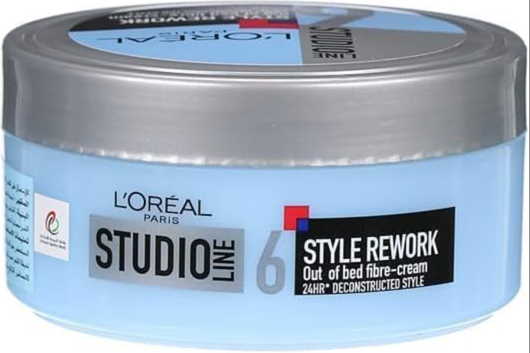 Front of L'Oréal Paris Studio Line Style Rework Out of Bed Fibre-Cream 150 ml tub