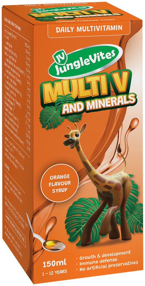 Junglevites Orange Flavour Multi V and Minerals Syrup 150ml
