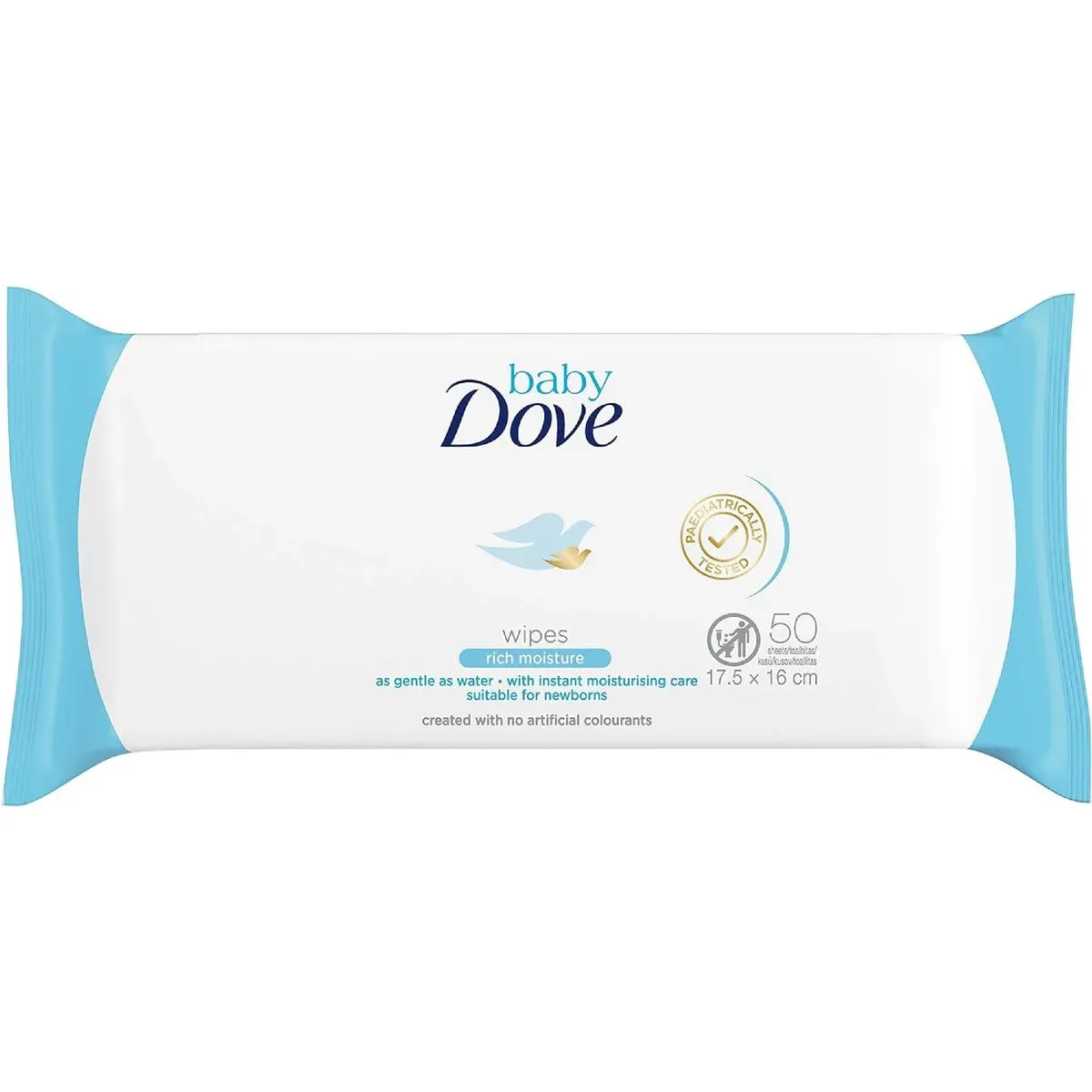 Front of Dove Baby Rich Moisture Wipes 50's pack