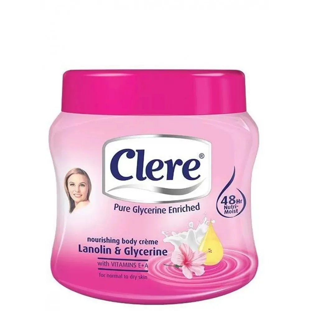 Front of Clere Body Crème with Lanolin & Glycerine tub