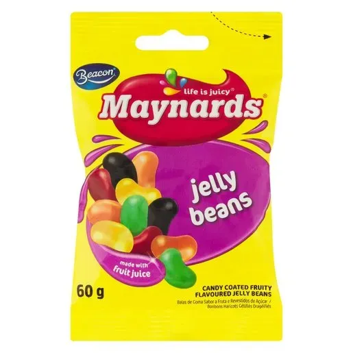 Front of Beacon Maynards Fruity Flavoured Jelly Beans 60 g bag