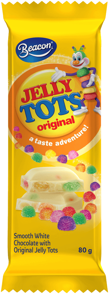 Beacon Jelly Tots White Chocolate Slab with Original Jelly Tots 80g