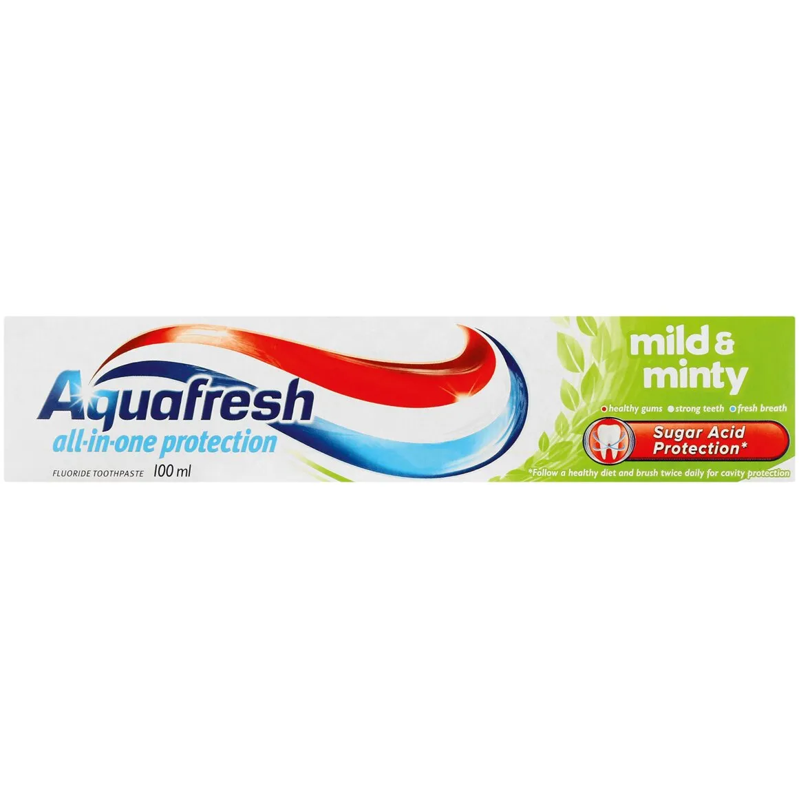 Front of Aquafresh All-in-One Protection Mild & Minty Toothpaste 100 ml box