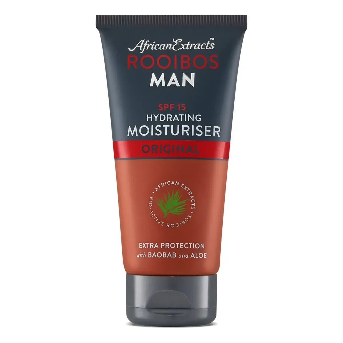 Front of African Extracts Rooibos Man Hydrating Moisturiser Original SPF15 75ml tube