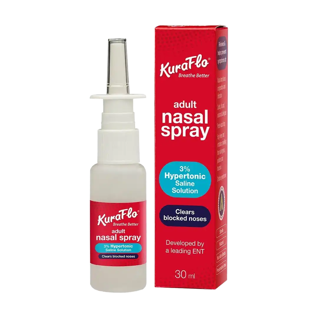 KuraFlo Adult Nasal Spray 3% Hypertonic Saline Solution 30 ml bottle with box