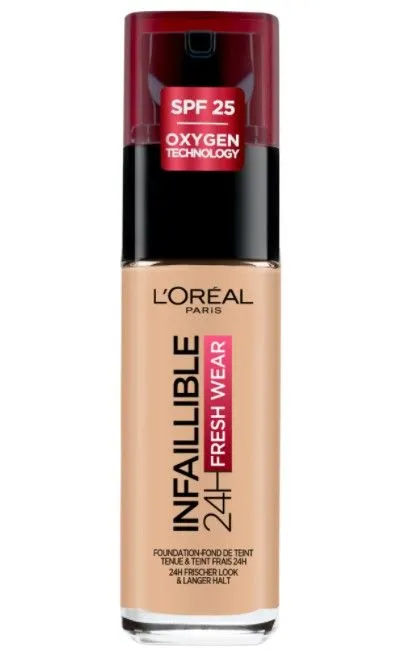 Front of L'Oréal Paris Infaillible 24H Fresh Wear Foundation SPF25, 30ml, shade 120 Vanilla