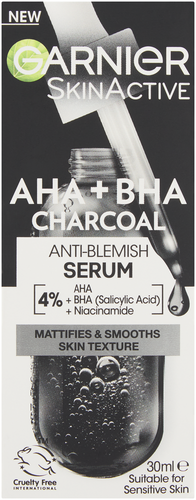 Garnier SkinActive AHA + BHA Charcoal Anti-Blemish Serum 30ml