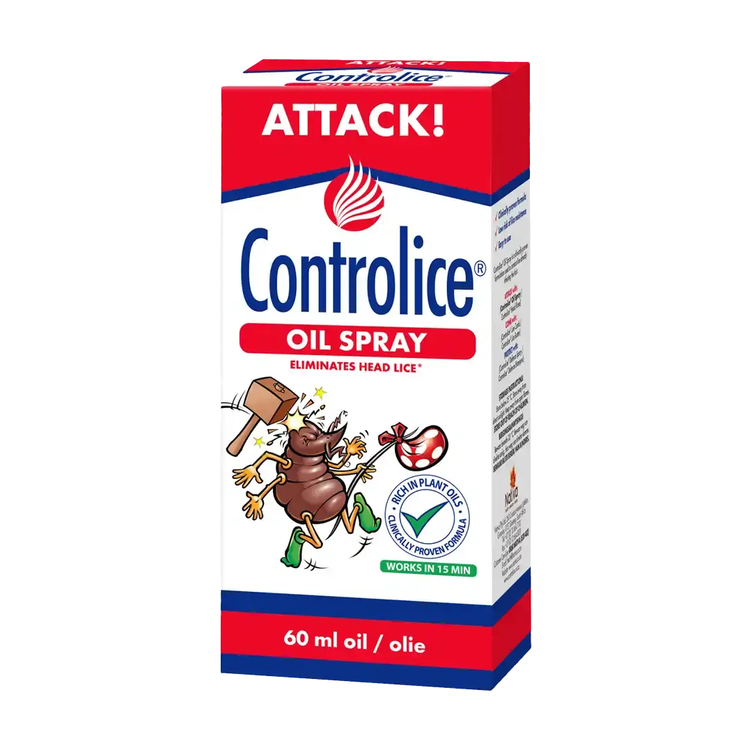 Front and side view of Nativa Controlice Oil Spray 60 ml box on white background