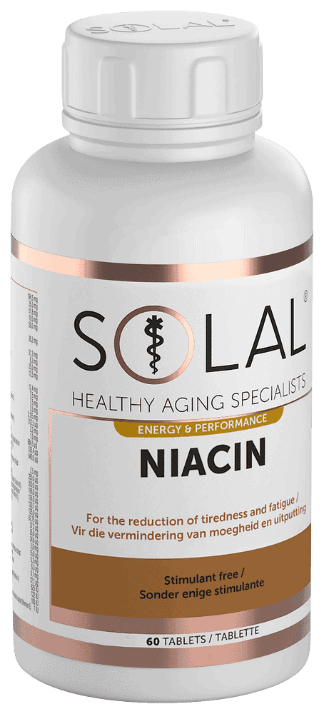 Front of Solal Niacin 60 tablets bottle