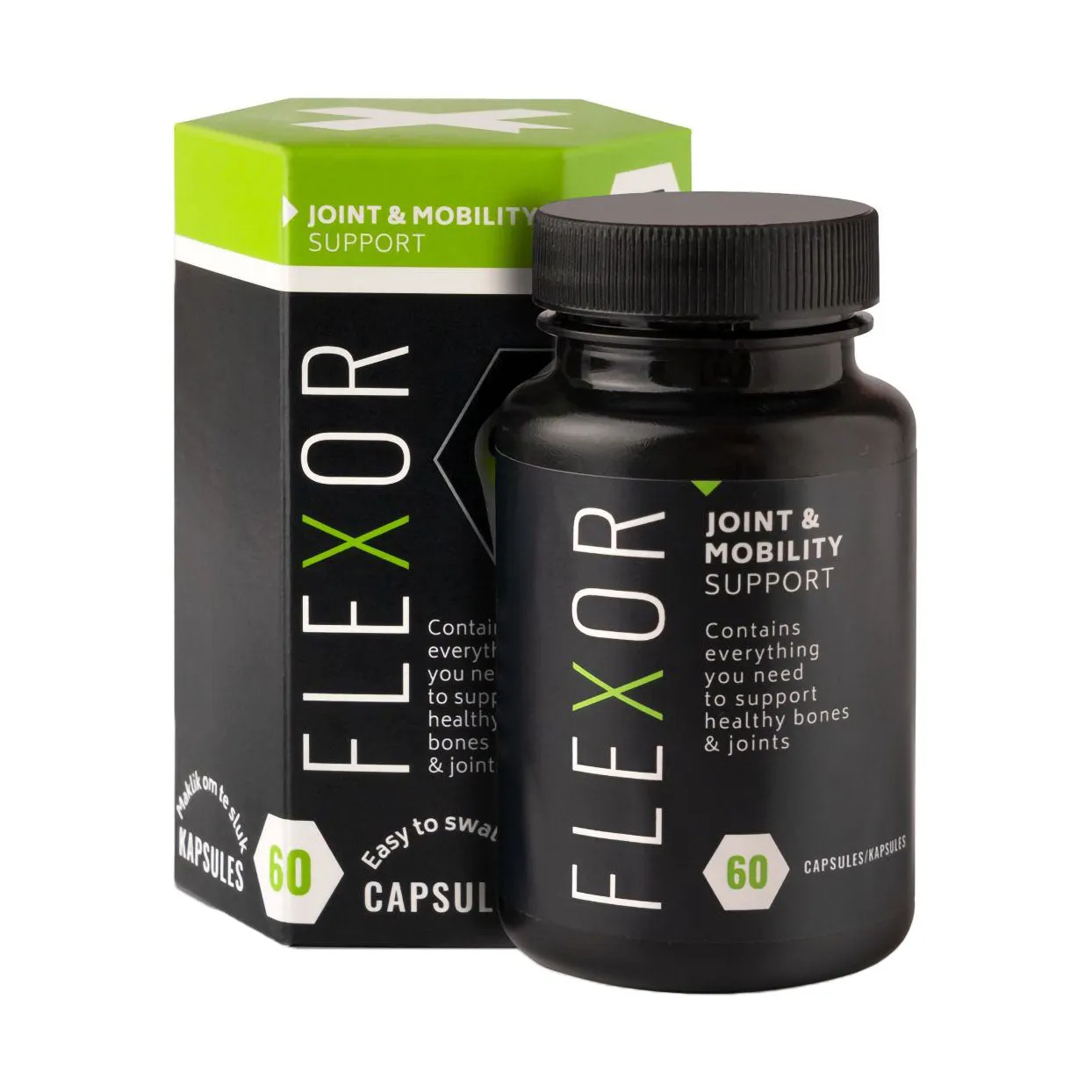Front of Flexor Joint & Mobility Support 60 Capsules box and bottle