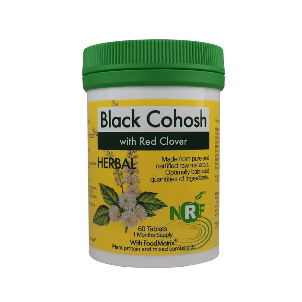 Front of NRF Herbal Black Cohosh with Red Clover 60 tablets bottle