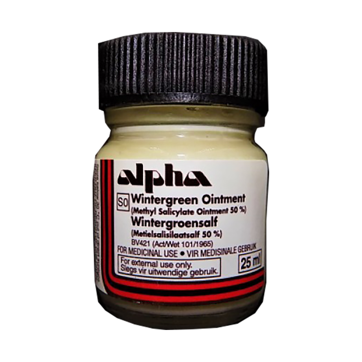 Front of Alpha Wintergreen Ointment 25 ml jar