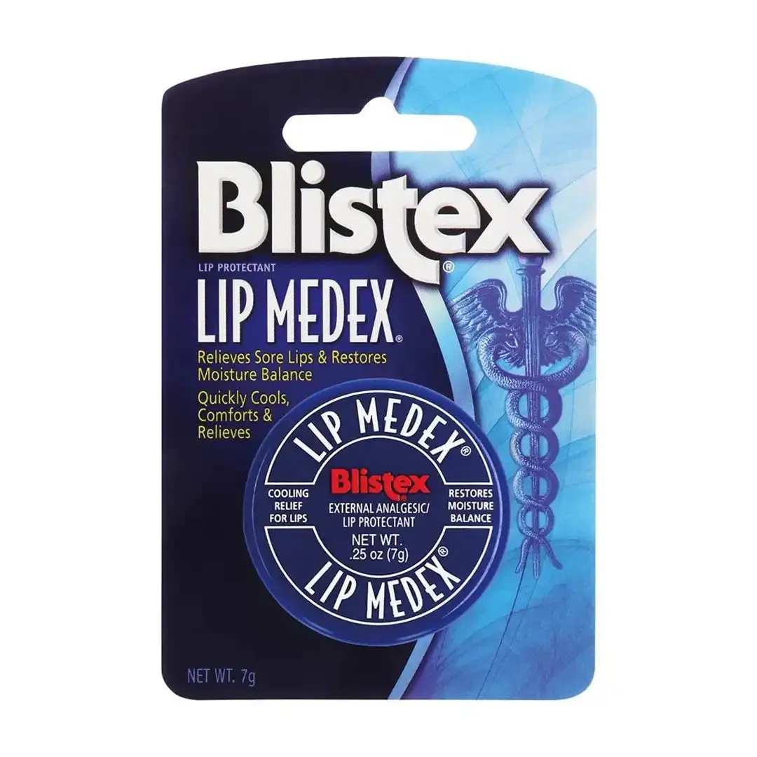 Front of Blistex Lip Medex Medicated Lip Balm 7g blister pack