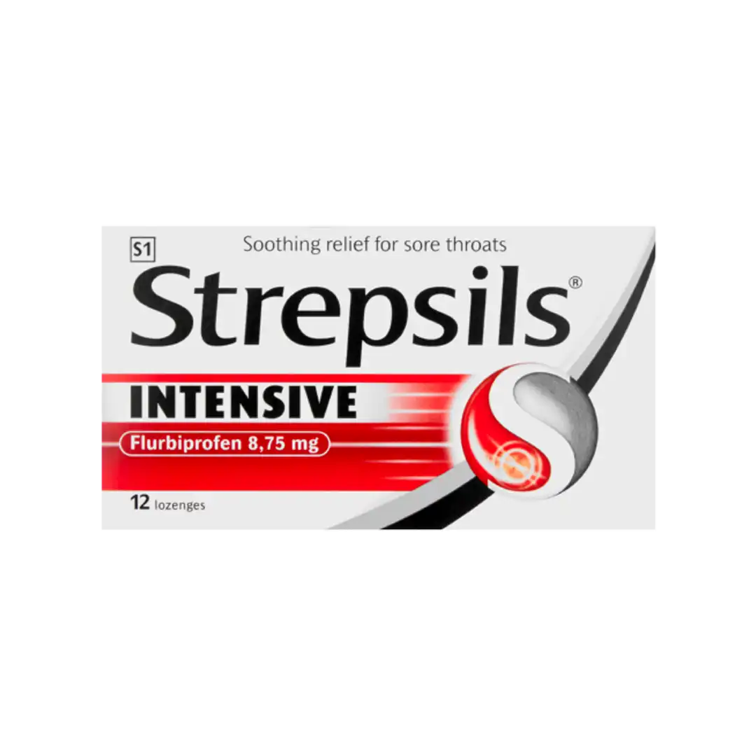 Front of Strepsils Intensive 12 lozenges box