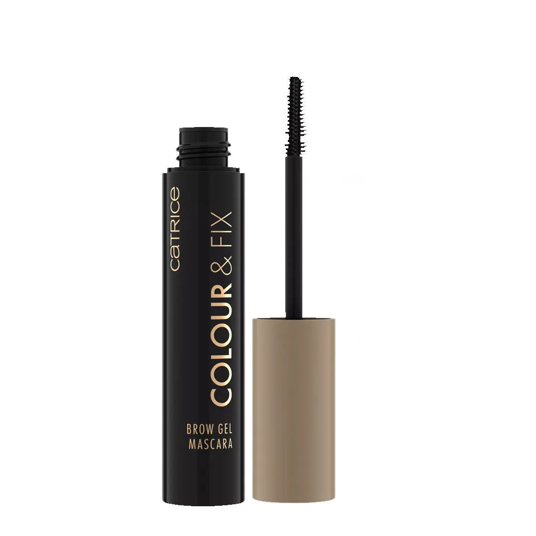 Front of Catrice Colour & Fix Brow Gel Mascara tube with wand